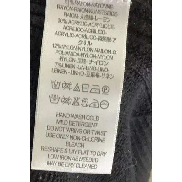 Free People Sz S Criss Cross  Neck Tunic Sweater Black Rayon Acrylic Pullover - Picture 6 of 7